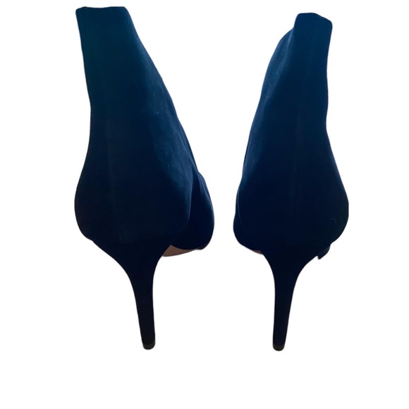 SCHUTZ WOMENS SUEDE PEEP TOE BOOTIE WITH FRONT SLIT BLACK 7.5 - Picture 5 of 10